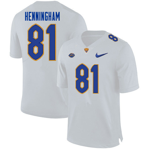 Men #81 Aydin Henningham Pitt Panthers College Football Jerseys Sale-White